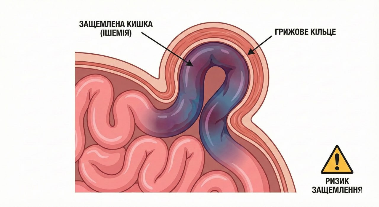 Схема защемлення грижі